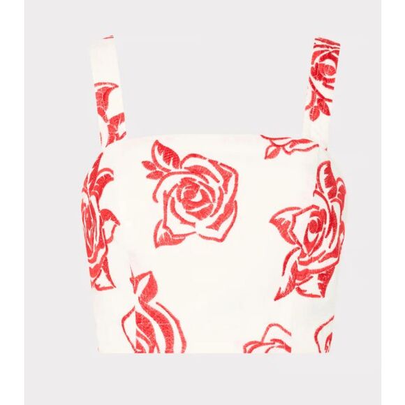 NWT Milly Rose Embroidery Crop Top- Size L - Picture 1 of 11